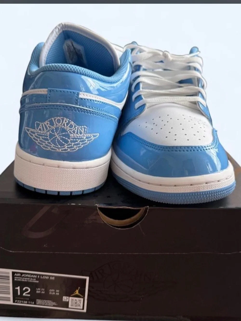 Jordan Low-Top Athletic Sneakers in White and Light Blue